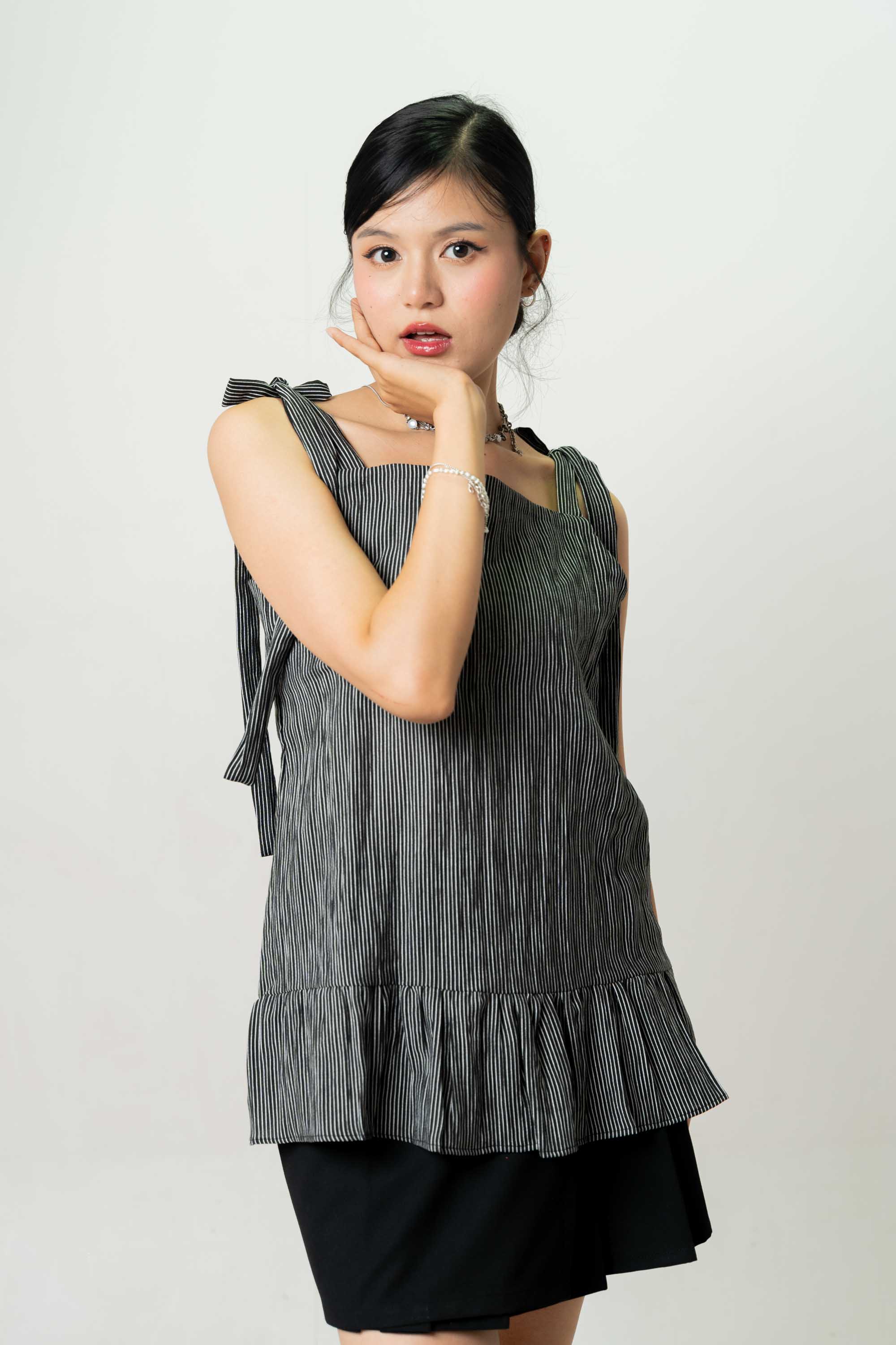 Amelia Shoulder Tie Black Top
